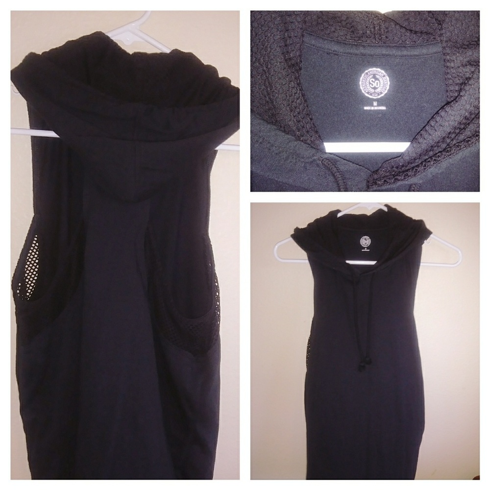 Hooded Sleeveless Mesh Top
